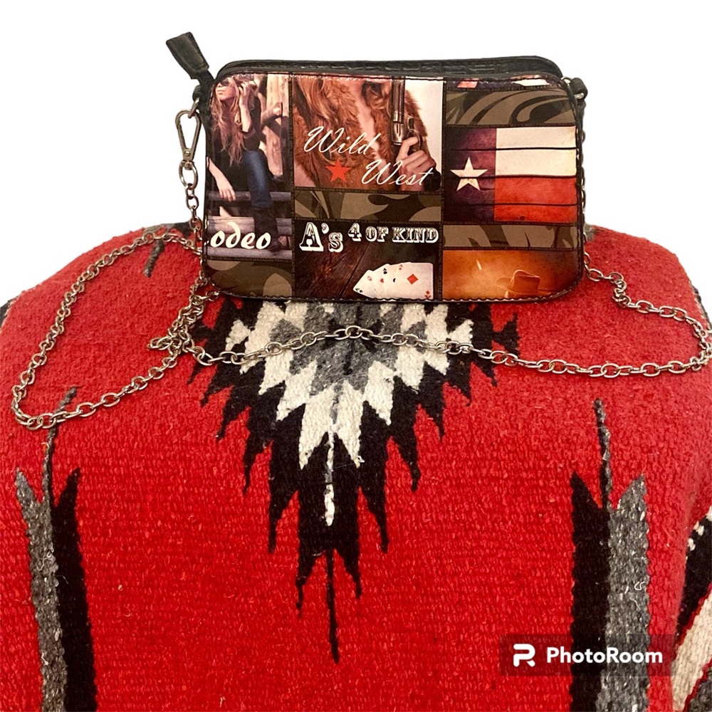 Magazine Crossbody Wild West Western Rodeo Faux Leather Purse
